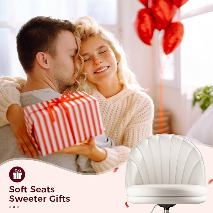 COMHOMA Vanity Chair with PU Leather, Small Tall Armless Chair with Back, Cute Candy Chair for Girls Gift Living Room/Makeup Room/Bedroom/Kitchen (Height Use: Adjustable from Desk to Bar Height)