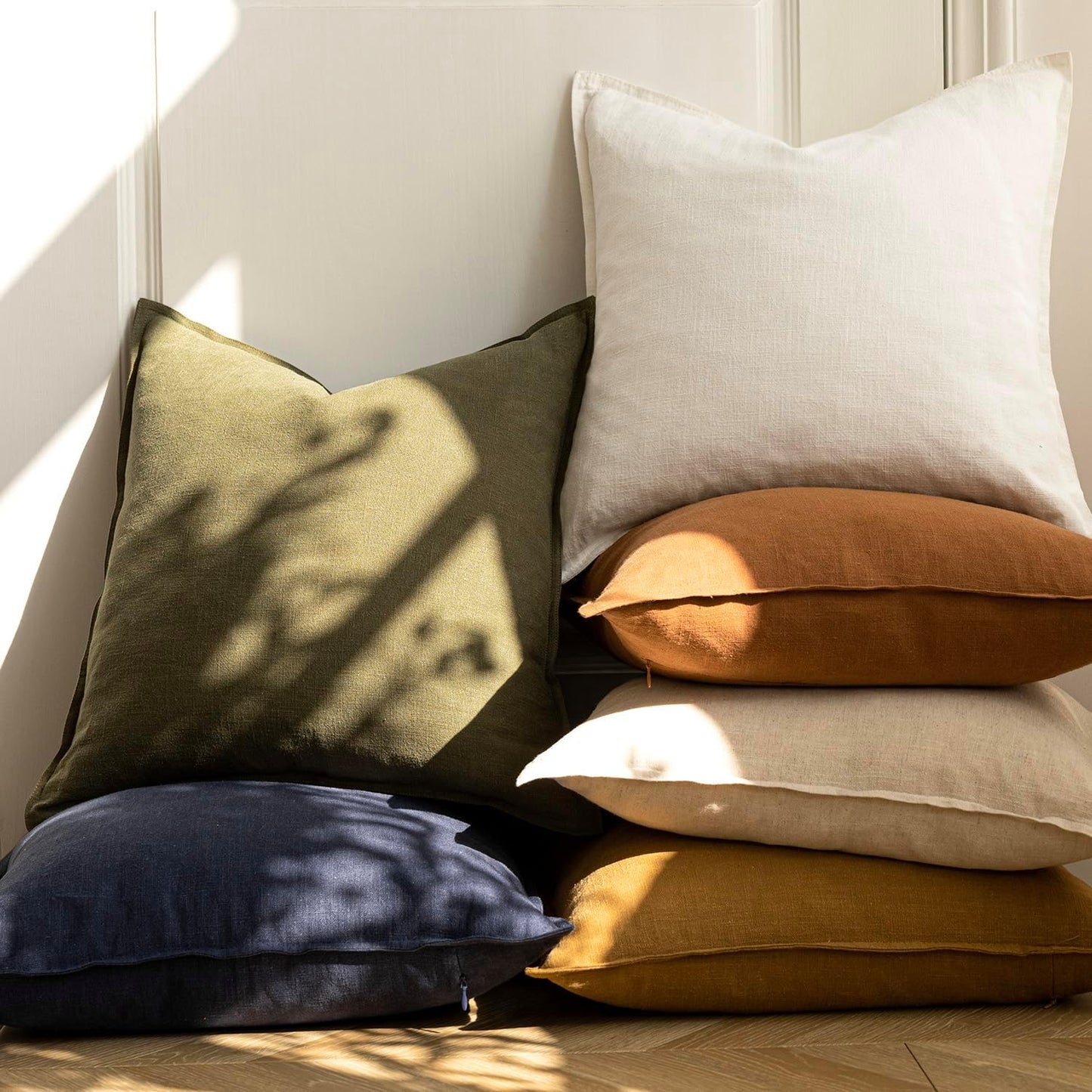 Foindtower Pack of 2, Decorative Linen Soild Throw Pillow Covers Neutral Farmhouse Pillowcase Soft Accent Lumbar Cushion Case for Couch Sofa Bedroom Living Room Home Decor Orange Brown 12 x 20 Inch