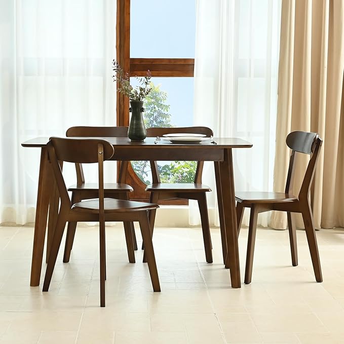 DELAVIN Soild Wood Dining Chairs Set of 4, Oak Wood Kitchen Chairs, Dining Room Chairs, Walnut