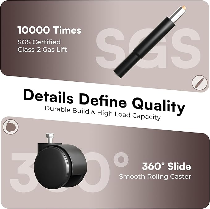 SUPERJARE Drafting Chair with Back, Adjustable Foot Rest Rolling Stool, Multi-Purpose Office Desk Chair, Thick Seat Cushion for Home Bar Kitchen Shop - All Black