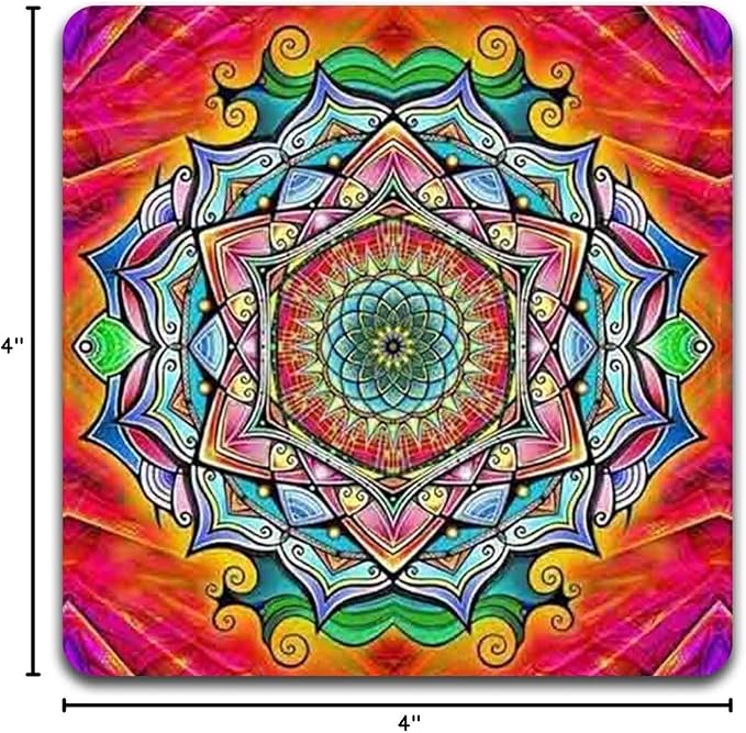 Mandala Pattern Square Coaster Set - Made of Recycled Rubber - Set of 4