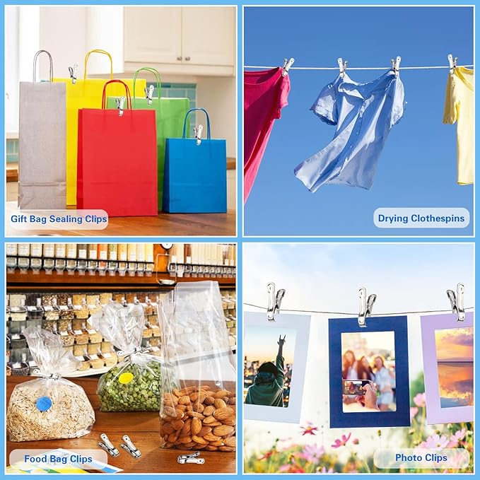 JULMELON 25 PCS Greenhouse Clips, 2.2 Inch Stainless Steel Garden Clips, Heavy Duty Row Cover Clips with Large Open Strong Grip for Fixing Netting Cover Film,Shade Cloth Film Plant Netting