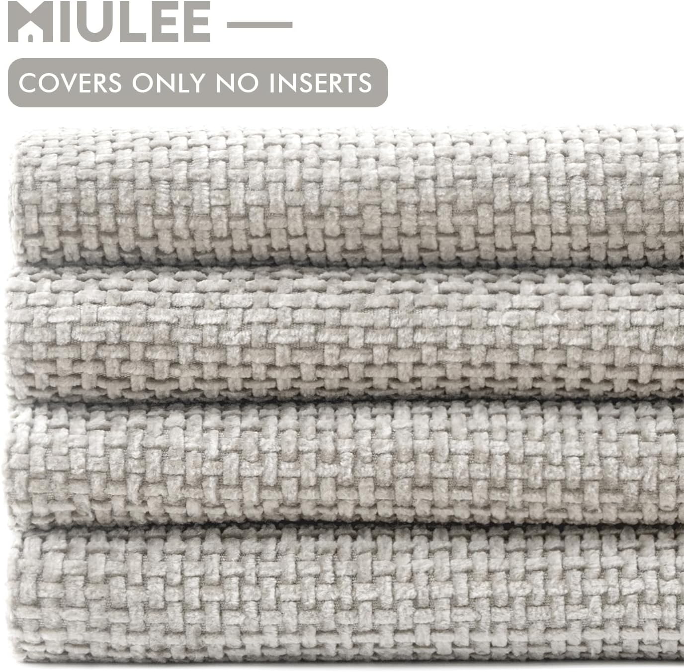 MIULEE Pack of 4 Couch Throw Pillow Covers 18x18 Inch Light Gray Soft Decorative Chenille Pillow Covers Farmhouse Accent Cushion Covers for Boho Home Decor Sofa Bedroom Living Room