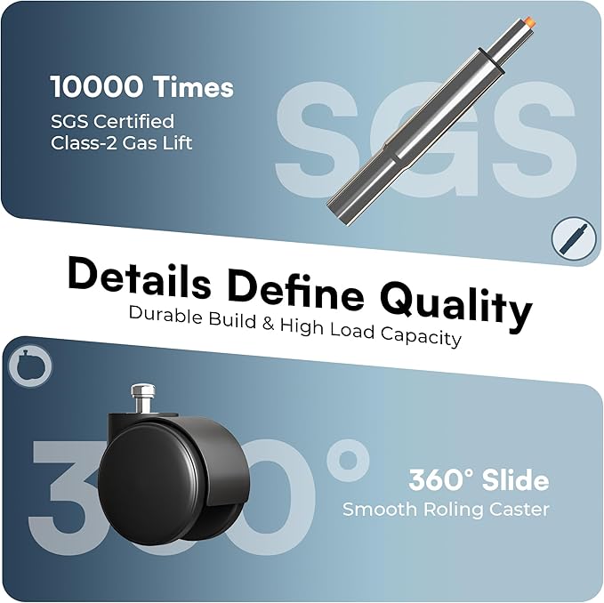 SUPERJARE Drafting Chair with Back, Adjustable Foot Rest Rolling Stool, Multi-Purpose Office Desk Chair, Thick Seat Cushion for Home Bar Kitchen Shop - White