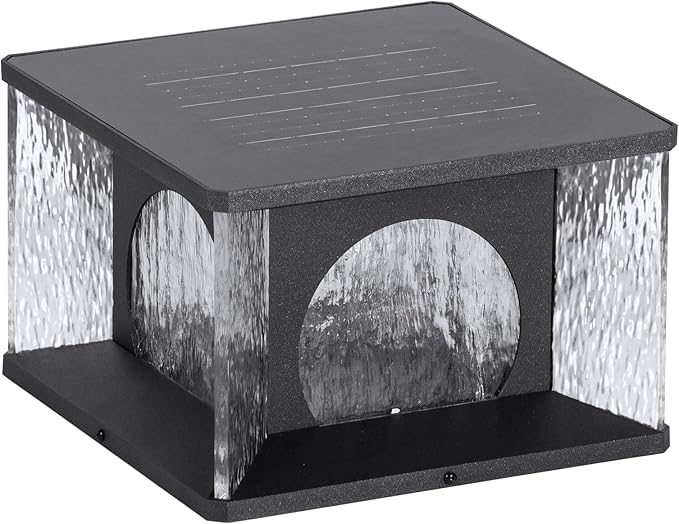 Solar Post Light Outdoor, 11.8" Modern LED Column Lamp IP54 Waterproof Pillar Lights 3000K Patio Entrance Landscape Lighting Fence Deck Cap Lantern for Garden Yard Driveway Pathway Decor