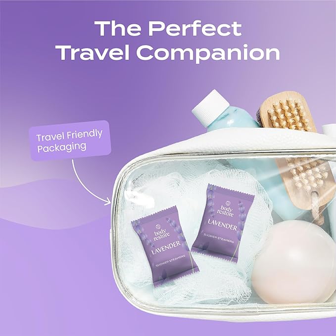 Calm: Body Restore Shower Steamers Aromatherapy 15 Pack - Christmas Stocking Stuffers, Birthday Gifts for Women, White Elephant, Relaxation, Self Care for Men - Lavender