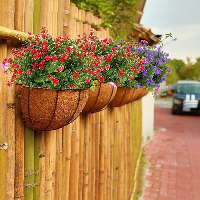 10PCS Artificial Flowers, Fake Artificial Greenery UV Resistant No Fade Faux Plastic Plants for Wedding Bridle Bouquet Indoor Outdoor Home Garden Kitchen Office Table Vase(Red)