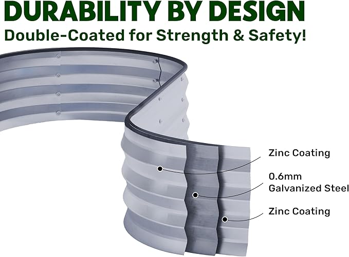 Galvanized Raised Garden Bed Outdoor // 4×2×1 ft Planter Boxes Raised Beds for Outdoor Plants, Vegetables, Gardening // Large Metal Raised Garden Bed Kit (Silver)