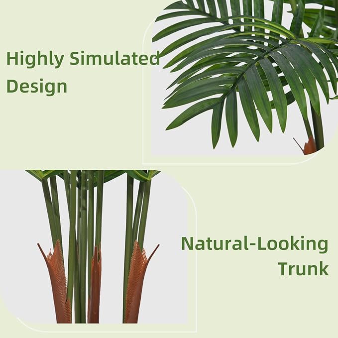 Artificial Palm Tree 5FT - Faux Plant with Black Diamond Planter - Tall Fake Tropical Areca Floor Plant Potted - Artificial Silk Tree for Home Office Living Room Decor Indoor