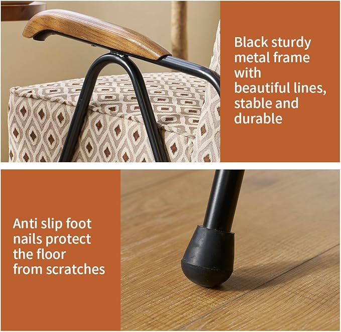 MFFM Fabric Armchair, Modern Accent Chair High Back, Living Room Chairs with Metal Legs and Soft Padded, Sofa Chairs for Home Office,Bedroom,Dining Room (Pattern)