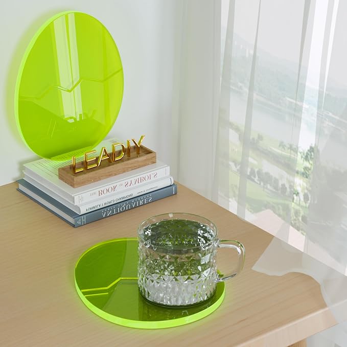 Acrylic Coaster Decorative Plates,Office Desk Accessories, Clear Dinosaur Egg Shape Coffee Cup Decor, Perfect for Tabletop Protection and Display.