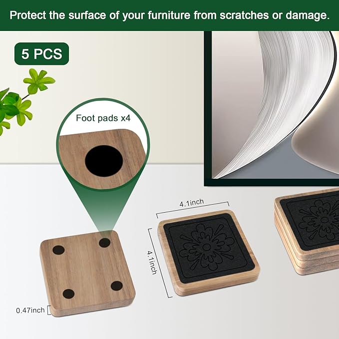 Square Coasters for Drinks, Absorbent Coaster Sets of 5, Wood Drinks Coasters for Coffee Tabletop Protection, Non-Slip, Non-Stick, Suitable for Kinds of Cups Wooden Table Drink, 4.1 Inches Black