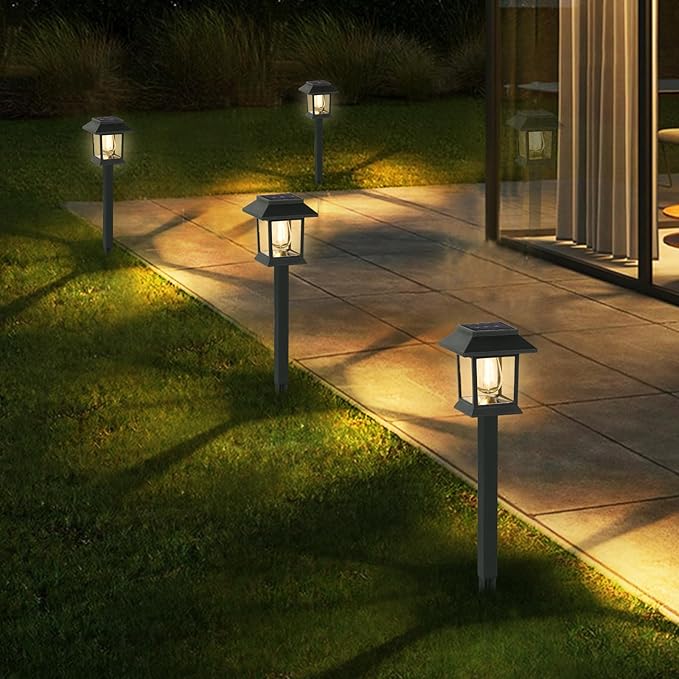 Solar Lights Outdoor,12 Pack Waterproof Auto On/Off Solar Pathway Lights for Your Garden, Landscape, Path, Yard, Patio, Driveway,Walkway Decor