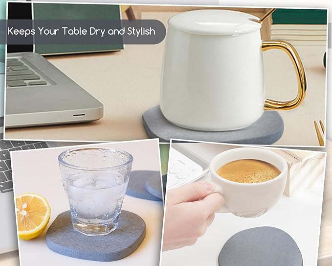 Diatomaceous Earth Coasters, 2pc Set – 3.9"x3.9", Quick-Dry, Absorbent, Heat-Resistant, Modern Stone Design, Dark Gray, Irregular Shape