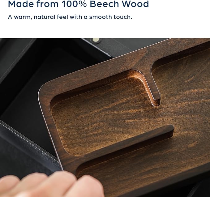 mordeco Revov Tray Box, EDC Valet Tray Box with Authentic Wood Magnetic Rotating Lid, Office Table, EDC Gear Organizer, Home Office, Desk Accessories (White)