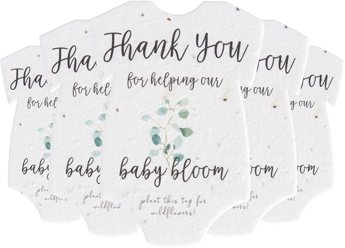 Plantable Onesie Seed Paper – 5 Green Baby Shower Favors for Guests with Wildflower Seeds, Baby Shower Gifts for Guest