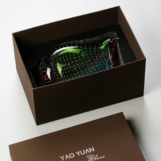 Yao Yuan Hand Blown Art Glass Vase with face Art,Murano Glass Style,Multi-Colored