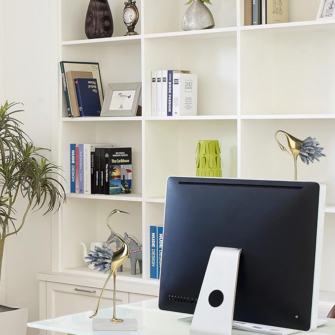 Gold Decor Accents,Brass Birds Statues Gold Home Decor Modern Crystal Decor Ornaments for Living Room, Bedroom, Office Desktop, Cabinets (Blue A)