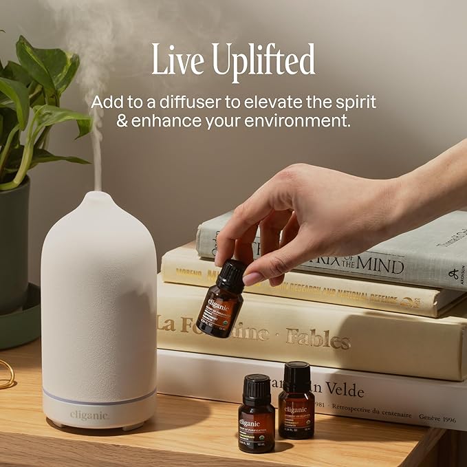 Cliganic Organic Aromatherapy Essential Oils Gift Set (Top 8 - The Iconics), 100% Pure - Peppermint, Lavender, Eucalyptus, Tea Tree, Lemongrass, Rosemary, Frankincense & Orange (Packaging May Vary)