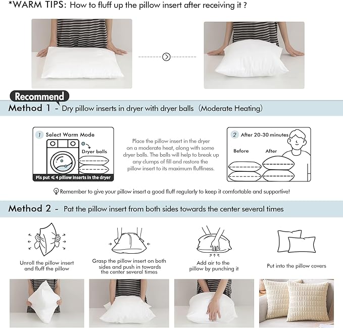 MIULEE 14x22 Pillow Inserts, Set of 2 Down Feather Throw Pillows for Couch Sofa Bed, Decorative Fluffy Throw Pillow Inserts Cotton Fabric,White