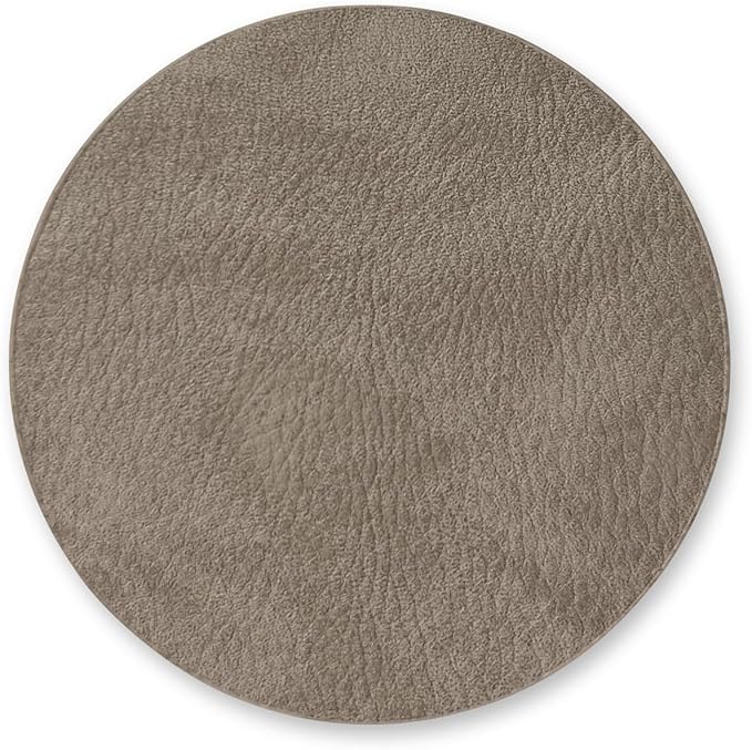 Set of 8 Morgan Faux Leather 4 Inch Round Coasters, Heat & Water Absorbent, Natural Style, Drinks Tabletop Home Dinning, Grey