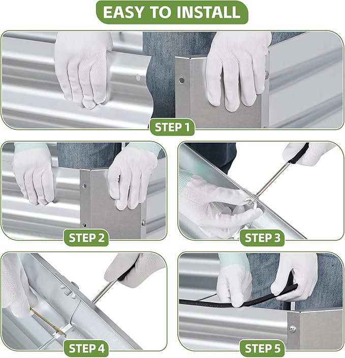 8x2x2ft Raised Garden Bed - Galvanized Deep Root Planter Boxes Outdoor with Wing Nuts and Safety Edges for Gardening Vegetables, Flowers, Herbs, Succulents - Silver