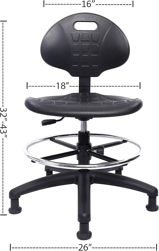 Chair Master - ESD Anti Static Ergonomic Polyurethane Chair Adjustable Height Heavy Duty Easy to Clean for Research, Laboratory and Cleanroom (Rollerblade Style Rubber Casters, Medium Stool)