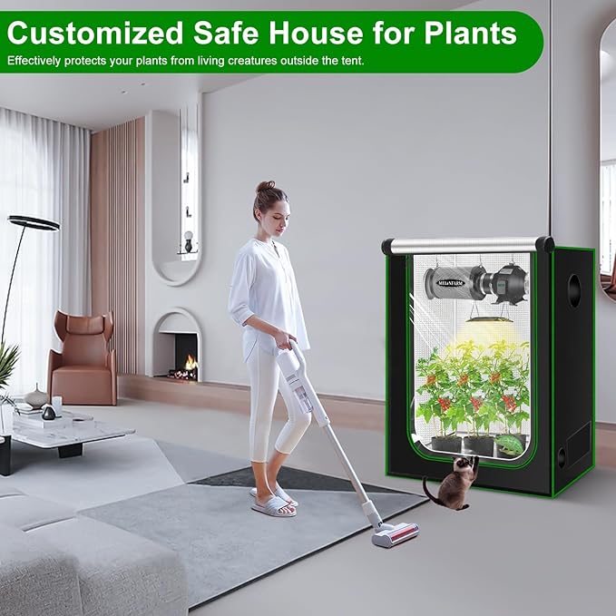 MELONFARM 2x2 Grow Tent, 24"x24"x55" Double Transparent Viewing Door Indoor Grow Tent, Growing Tent with High Reflective Mylar & Floor Tray, Plant Tent for Indoor Hydroponics Growing