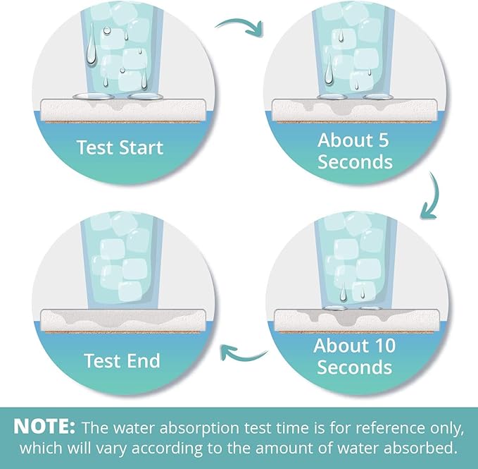 Britimes Coaster for Drinks Set of 6, White Wood Inspirational Love Wreath Absorbent Round Ceramic Stone Mat, with Cork Base and Metal Holder, Gift for Housewarming Room Bar Decor