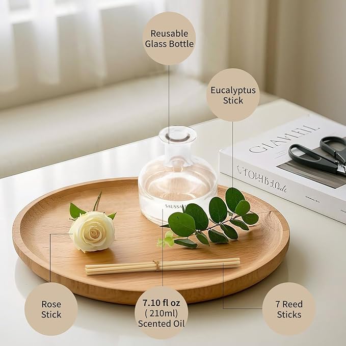 Reed Diffusers Set, 7.10 oz Flower Scented Diffuser with 7 Sticks, Long Lasting Home Fragrance for 120 Days, Perfect for Bathroom, Shelf Decor, Air Fresheners