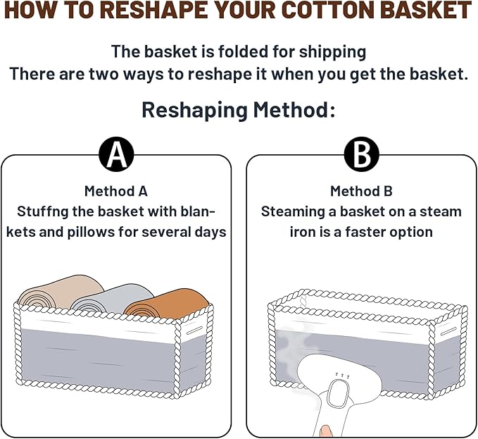 Small Square Shallow Baskets for Organizing, 9.7x9.7x4.3 Inch Rope Woven Storage Bins for Cubes Closet, Shelves Storage, Boho Decorative Basket, 2 Packs Mixed Grey