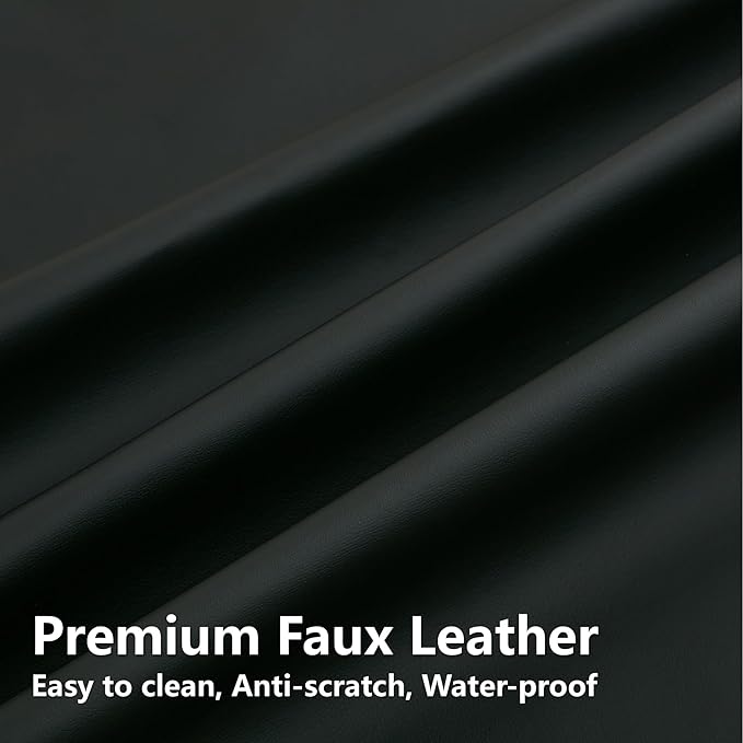 28'' Faux Leather Bar Stools Set of 2, Bar Height Stools for Kitchen Island, Black Barstools with Backs, Upholstered Counter Chairs (Vegan Leather, Black)