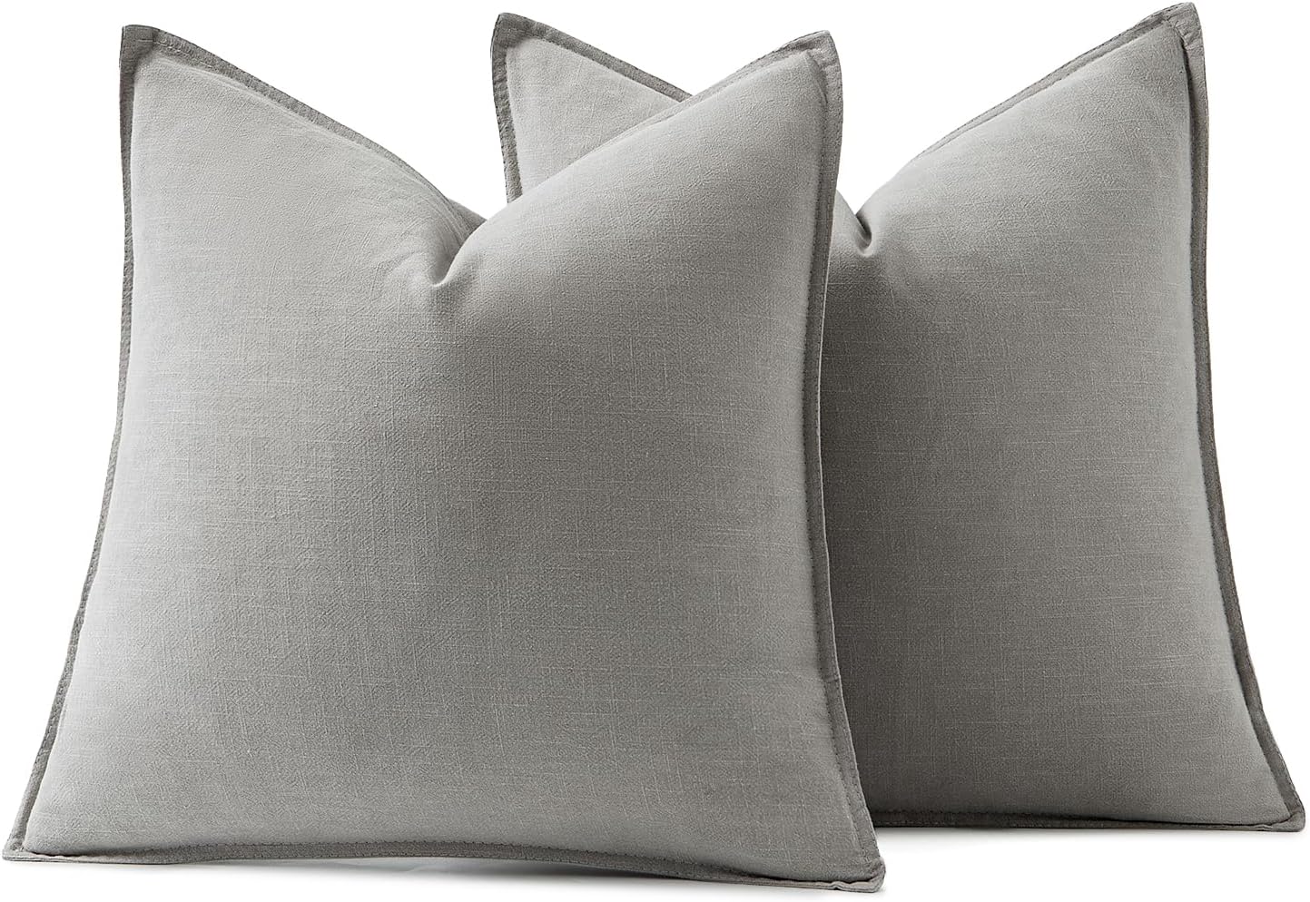 MIULEE Decorative Linen Euro Sham Pillow Covers 24x24 Light Gray Boho Farmhouse Neutral Couch Throw Pillows for Bed Pack of 2 Accent Modern Pillowcase Sofa Livingroom Home Decor