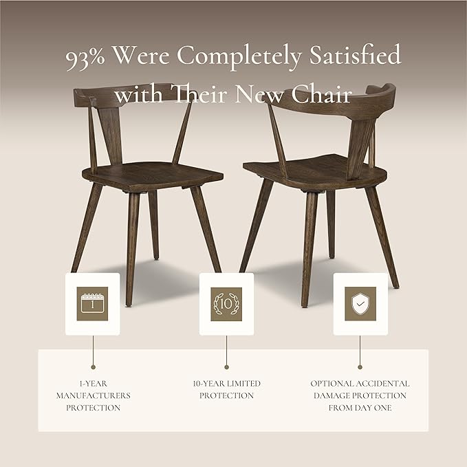 POLY & BARK Mid Century Modern Enzo Black Dining Chair – Solid Oak Wood Splat Back Chair, 18" Seat Height, 32" Tall – Stylish MCM Kitchen & Dining Room Chair