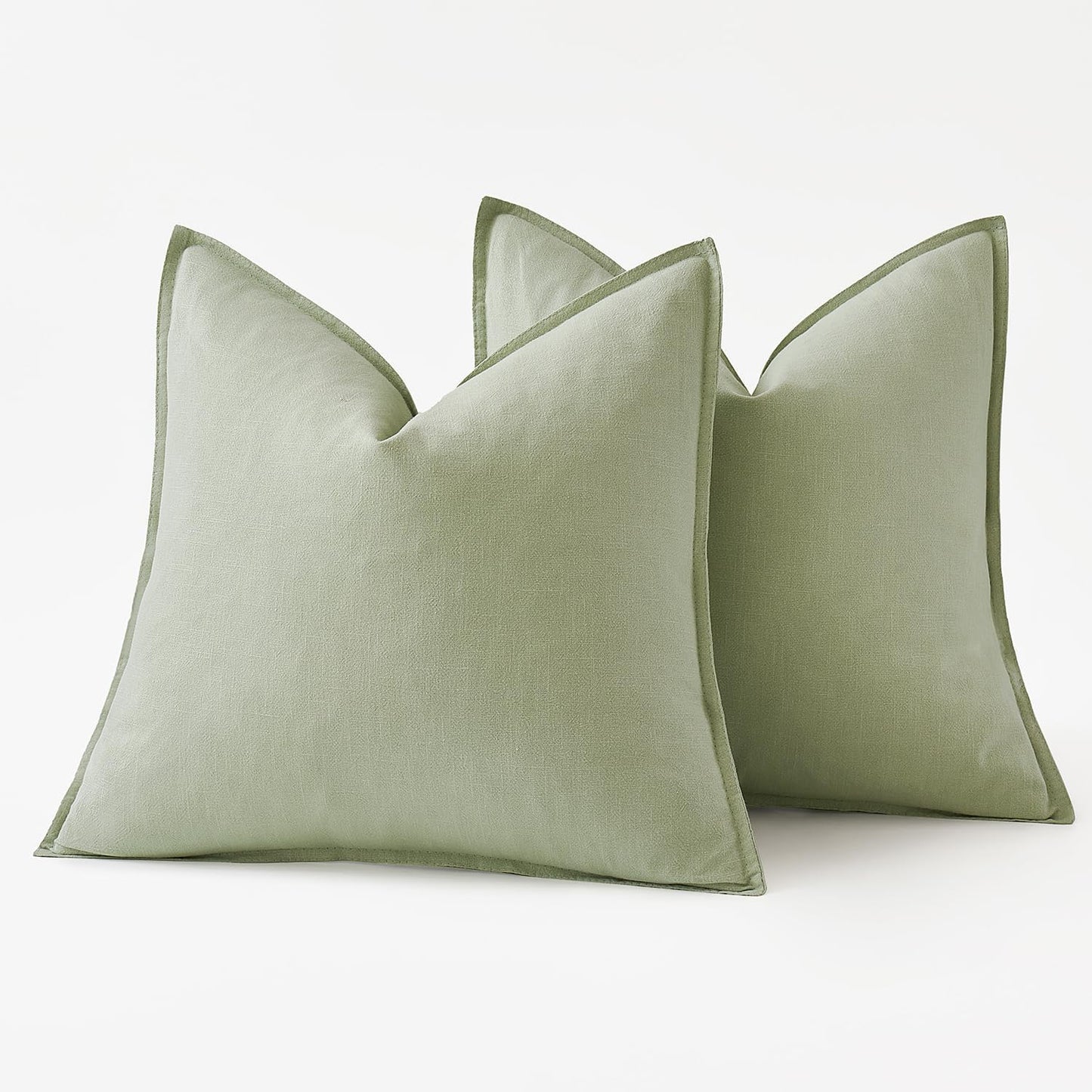 MIULEE Decorative Linen Euro Sham Pillow Covers 26x26 Light Green Boho FarmhouseNeutral Couch Throw Pillows for Bed Pack of 2 Accent Modern Pillowcase Summer Sofa Livingroom Home Decor