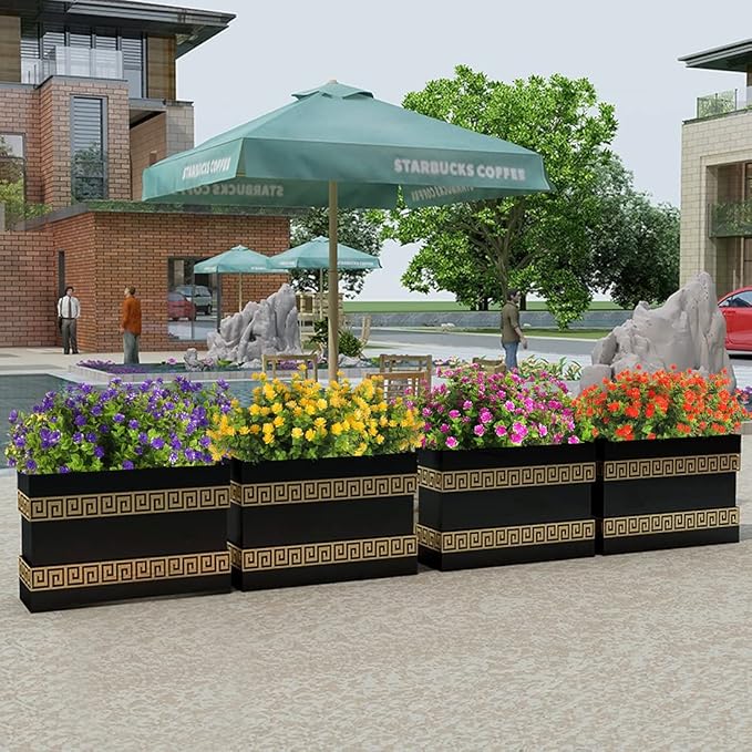 RECUTMS Artificial Flowers Outdoor UV Resistant Fake Plants Indoor Outside Hanging Planter, 12 Bundles Outdoor Fake Flowers UV Resistant Faux Plastic Plants Garden Porch Window Box Décor(Fuchsia)