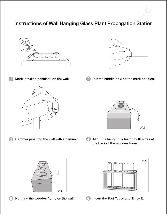 Propagation Station, Plants Terrarium, Plants Lover Gifts for Women,Plant Cutting Holder Home décor,Gifts for Women,House Warming New Home-5 Tubes-Brown