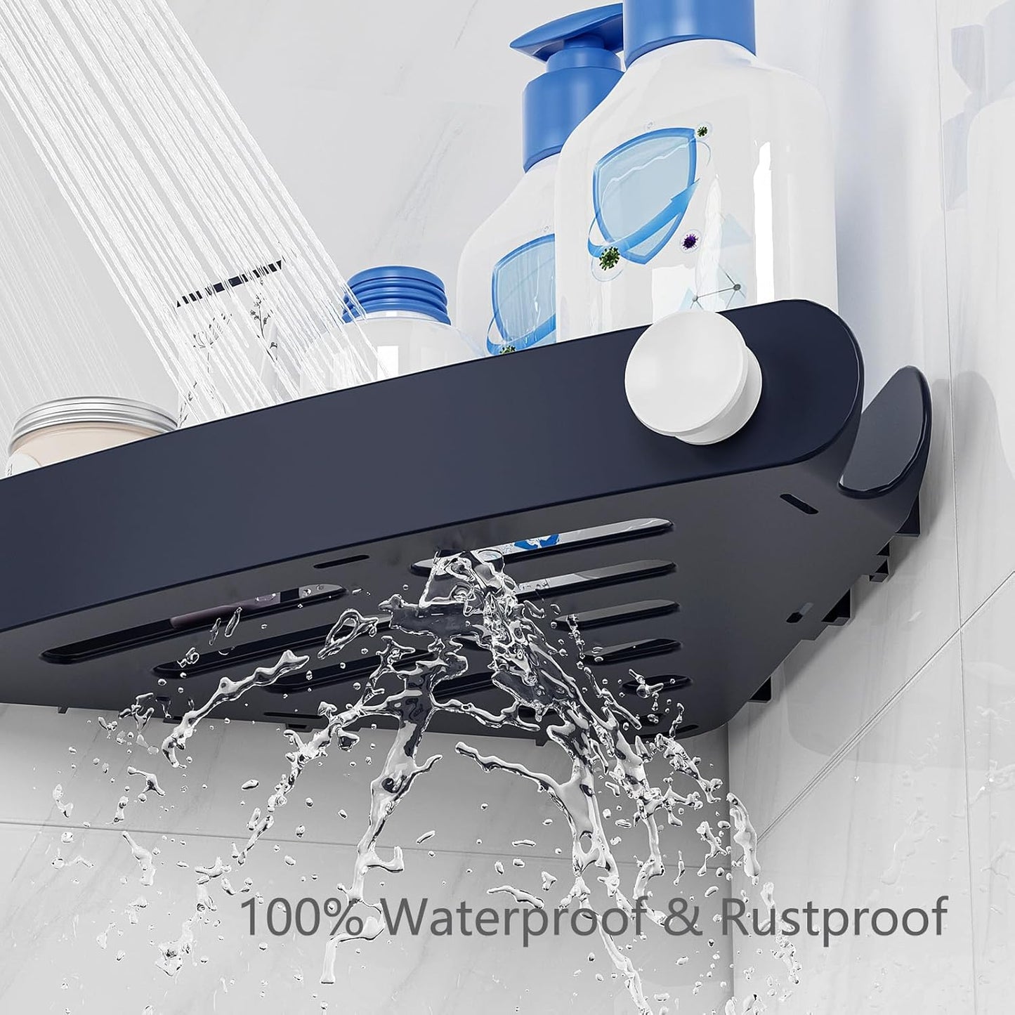 Sotfamily Shower Caddy Corner, 2 Pack Adhesive Corner Shower Shelves for Bathroom Organizers and Storage, Rust Free Plastic Rack for Bathroom Accessories & Decor, Navy