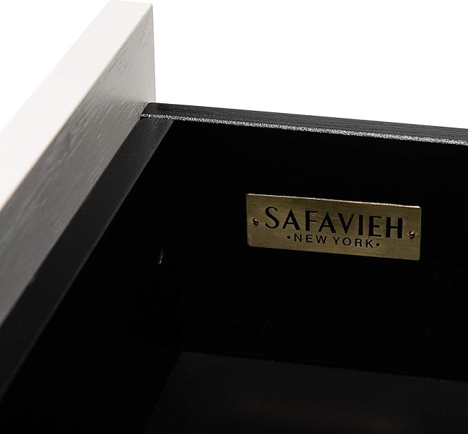 SAFAVIEH Genevieve TV Stand for up to 65" Flatscreen – Black & White Washed Finish, Mid-Century Modern Storage Cabinet, Entertainment Media Console (MED5000B)