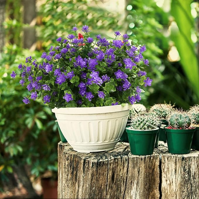 10PCS Artificial Flowers, Fake Artificial Greenery UV Resistant No Fade Faux Plastic Plants for Wedding Bridle Bouquet Indoor Outdoor Home Garden Kitchen Office Table Vase(Purple)