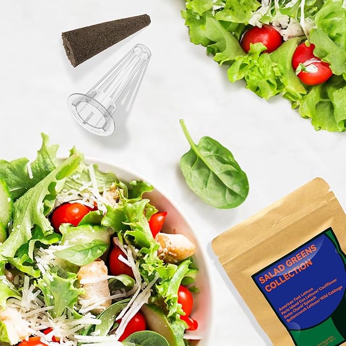 Salad Greens Seed Pod Kit for AeroGarden Hydroponics Growing System, 50 Pods Indoor Home Garden with American Fast/Paris Island/Buttercrunch Lettuce, Swiss Chard, Spinach, Cauliflower and Wild Cabbage