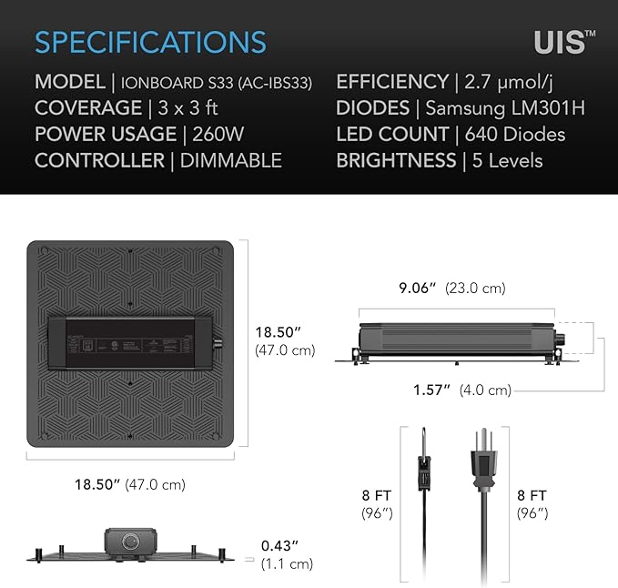 AC Infinity IONBOARD S33, LED Grow Light Board with Samsung LM301H Diodes, Deeper Penetration Full Spectrum Lighting, for Veg Bloom Indoor Plants in Grow Tents Greenhouses (3x3)