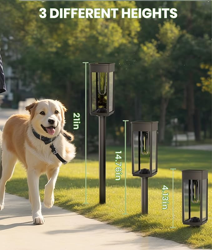 Bright Solar Lights Outdoor Waterproof IP65, 4 Pack Pathway Lights Solar Powerd, Auto On/Off Solar Outdoor Lights for Path, Yard, Landscape, Lawn, Patio, Walkway, Driveway, Garden Decor