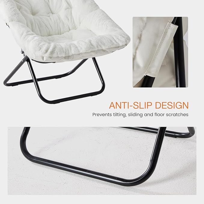 NEWBULIG Comfy Chair for Adults, Soft Faux Fur Foldable Lounge for Bedroom Living Room Dorm Rooms Flexible Reading Chair for Teens, Large Size, Square Shape