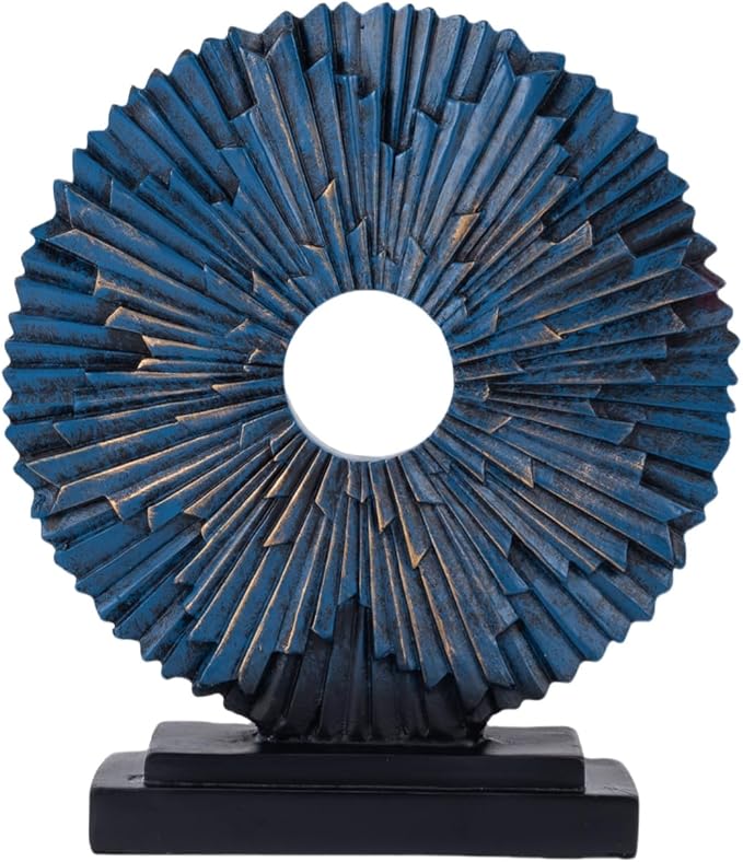 Minimalist Round Sculpture Decorative Objects Above Cabinet Decor Kitchen Modern Home Decor Items for Living Room Tv Stand, Center Pieces, Shelf, Coffee Table Decorations Accents (Blue)