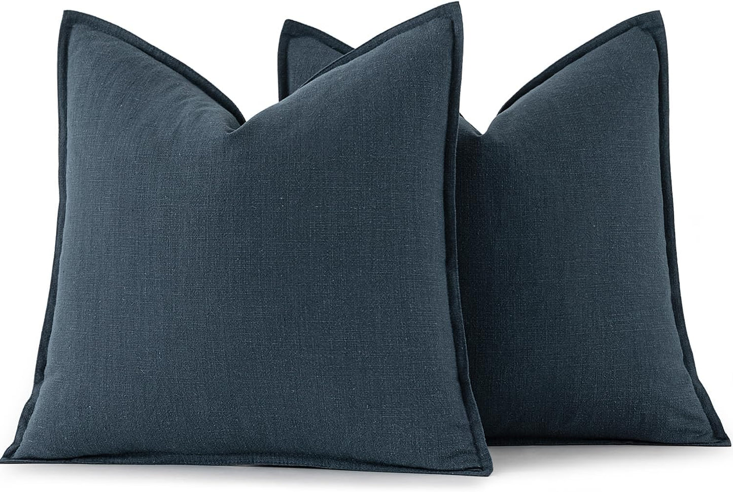 MIULEE Decorative Linen Pillow Covers 20x20 Inch Navy Blue Boho Farmhouse Neutral Couch Throw Pillows for Bed Pack of 2 Accent Coastal Modern Pillowcase Summer Sofa Livingroom Home Decor