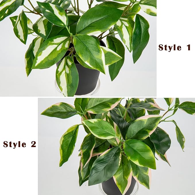 Artificial Plants Indoor Small Fake Plants in Pots Faux Pothos N‘ Joy Potted Plant Fake Indoor Plants with Black Pots for Bathroom Living Room Office Desk Shelves