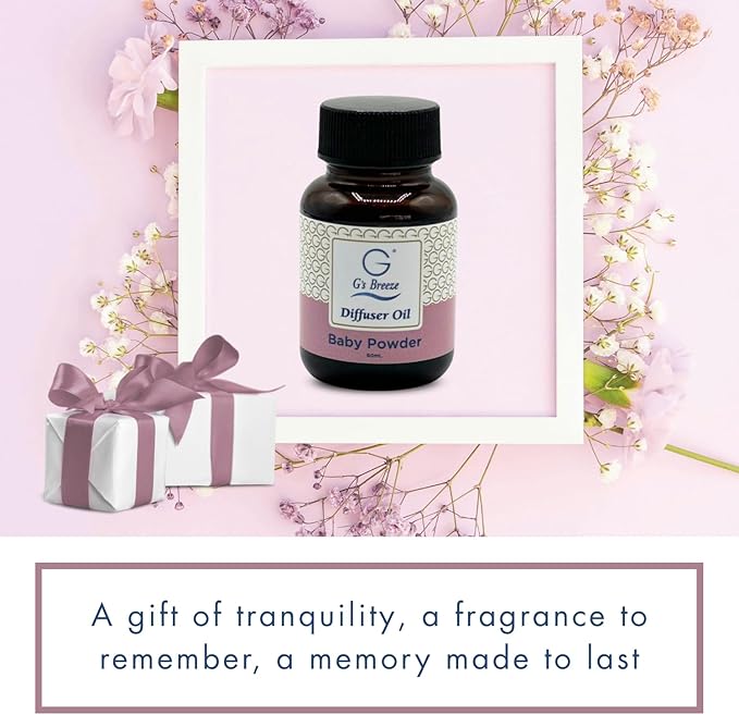 G's Breeze Baby Powder Diffuser Oil Refill - Soft & Soothing Fresh Baby Powder Scent - Ideal for Nurseries, Bedrooms, Living Rooms & More - Elevate Your Space with Comforting Aroma - 60 ML