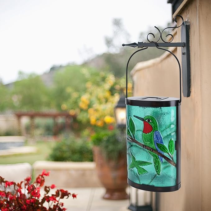 Afirst Hanging Solar Lantern Outdoor Bird Glass Lights Waterproof LED Lamp for Garden Yard Tree Desk Decor