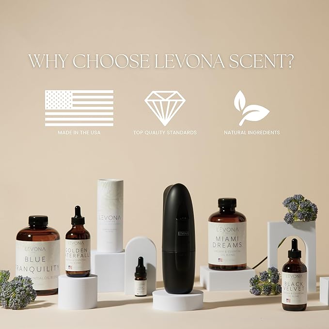 Levona Scent Essential Oil - Fresh Aroma for Home, Office, Hotel & Spa, Ideal for Humidifiers & Diffusers, Hotel Fragrance with Bergamot, Lemon & Lemongrass - 120ml / 4 fl oz, 24K Allure